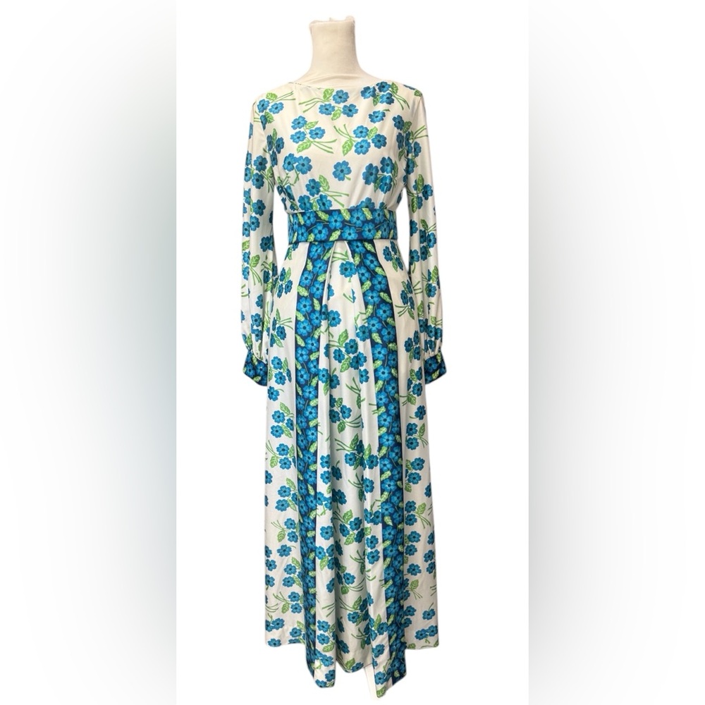 Clifton Whilhite Maxi Dress VTG 60s 70s S Floral Feminine Hippie Boho